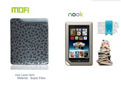 Personalized Simple Logo Laser Super Fiber Protective Leather Nook Case For Tablet