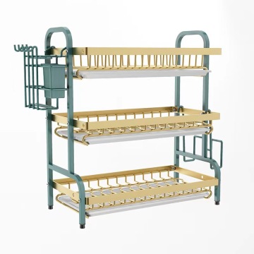 3-Tier Metal Dish Rack - Kitchen Storage Organizer & Plate Rack