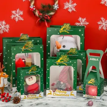 Transparent Window Decoration Packaging Christmas Gift Bag