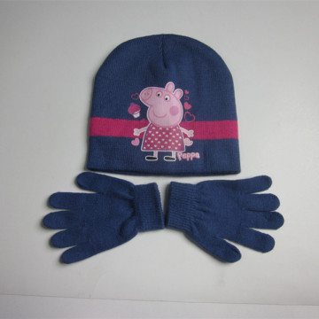 Venta caliente niños Peppa Pig sombrero guantes