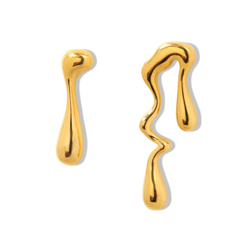 Trendy Geometric Stainless Steel Gold Plated Hypoallergenic Asymmetrical Earrings