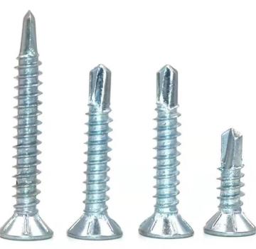 blue white zinc flat head self drilling screw