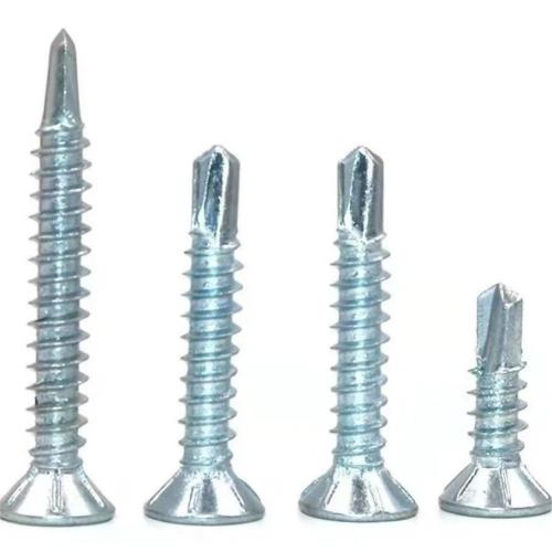 Tornillo de autoimensionamiento de cabeza plana de zinc blanco azul