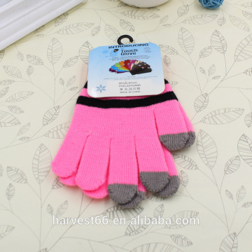 2015 wholesale Hot Style Warm And Thick Acrylic Adult Striped Smart Touch Gloves