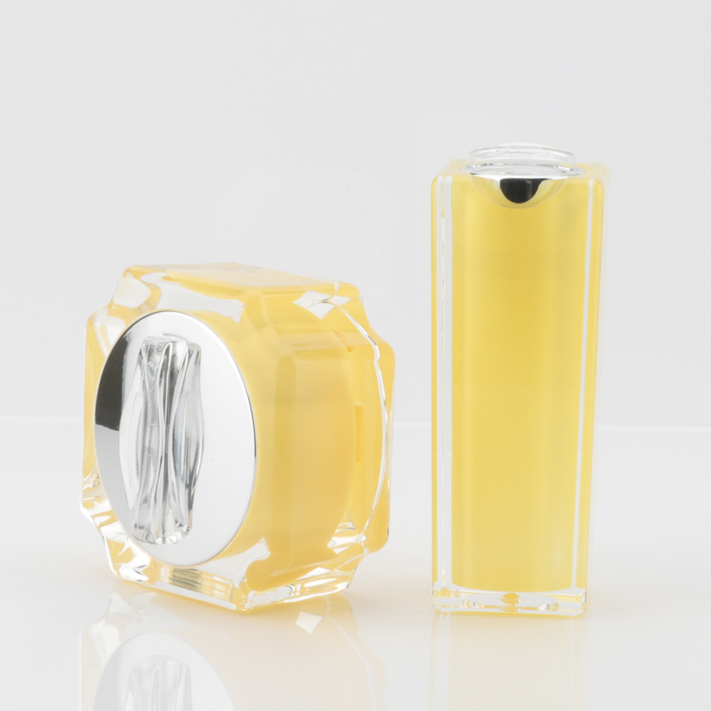Korean multi-corner yellow acrylic cream bottle 