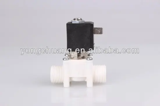 Plastic latching solenoid valve for toilet touch faucets