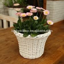 round wicker flower basket for garden or home decoration