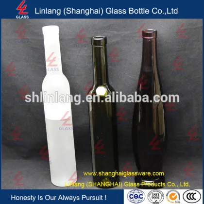 Antique Green Ice Fruit Wine Glass Bottle with Cork Neck