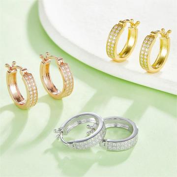 Mode 0,24ct VVS Moissanit Ohrringe 925 Sterling Silber Gold Platted Wedding Jewelry