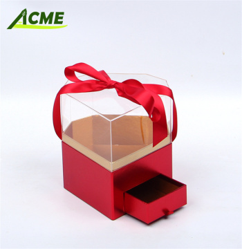 2024 Valentinstag Transparent Acryl Rose Blumenbox - OEM Luxus Geschenkpapierschachtel