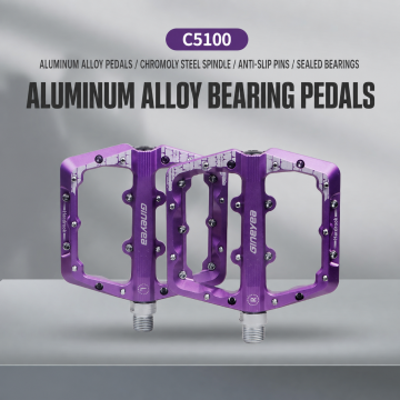 Pedal Rata MTB Aluminium 105x99mm Lebar Platform Anti-Slip Pin Galas Dwi Dimeterai CrMo Spindle C5100