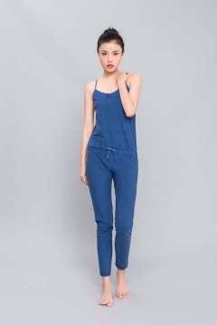 Women's Loose Fit V-neck Drawstring Activewear Jumpsuit
