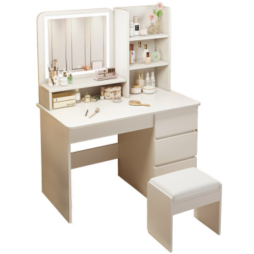 Hot Sale White Corner Dressing Table Set with Stool and Mirror