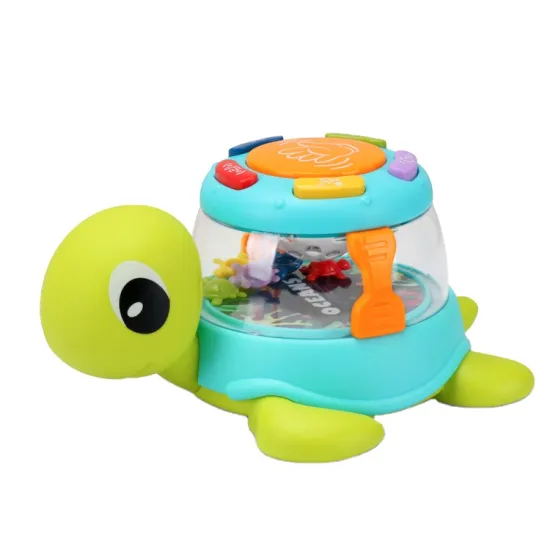 Early Learning Toy: Illuminated Turtle Tambourine with Melodic Sounds and Gentle Lighting for Infants