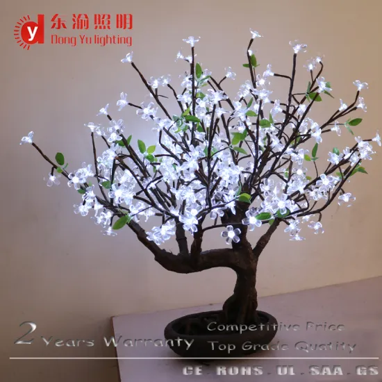 interior decoration LED lighted flower pot white cherry bonsai tree illumination LED plants