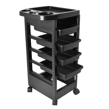 Hochwertiger Multilevel Black-Schönheitssalon-Trolley mit 5 Schubladen