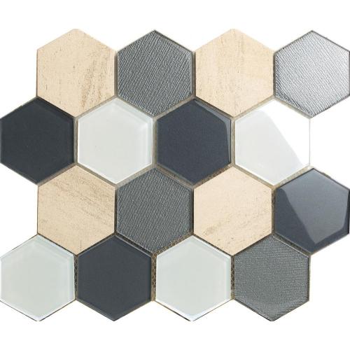 Mosaico de vidrio flor patrón hexagonal