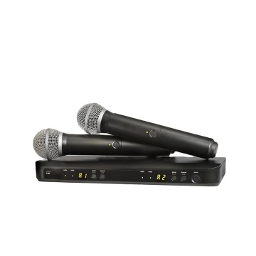 Professional 2-Channel Wireless Microphone System with BLX88 Receiver and PG58 Handheld Microphone for Karaoke and Stage Performance