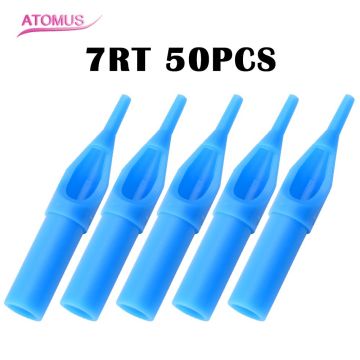 50pcs Tattoo Tips 7RT 3RT 5RT 9RT 11RT Plastic Nozzles Blue Needle Cap Puntas Para Tatuajes For Permanent Makeup Tips