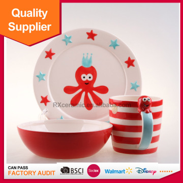 3D handpainted cartoon porcelain cutlery sets for children gift
