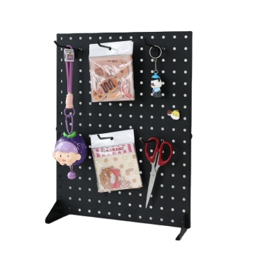 Black Metal Desk Mount Gaming Pegboard Organizer with Hooks and Shelves