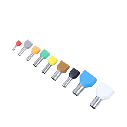 Blue/Gray PP Wire End Terminals TE 2512 Type Pre-insulated Copper Brass Twin Cord End Terminals