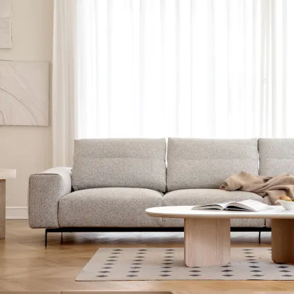 Flat White Fabric Sofa