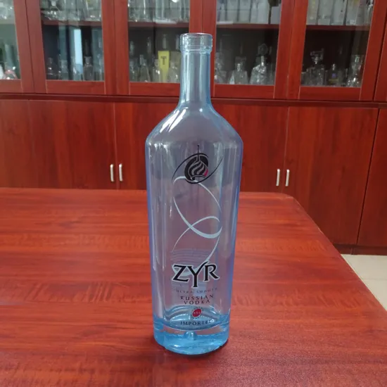 Superior quality 750ml blue vodka decorative glass bottles
