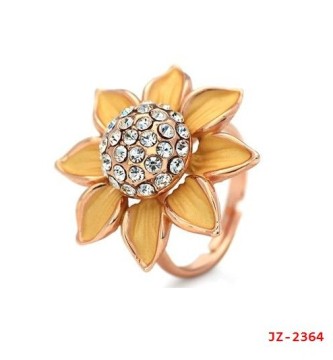 Rhinestone Yellow Flower Shape Jewelry Ring (JZ-2364)
