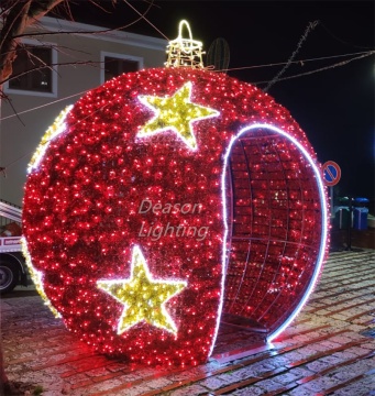 3D LED كبير مضاءة PVC كرات عيد الميلاد للزخارف في الهواء الطلق