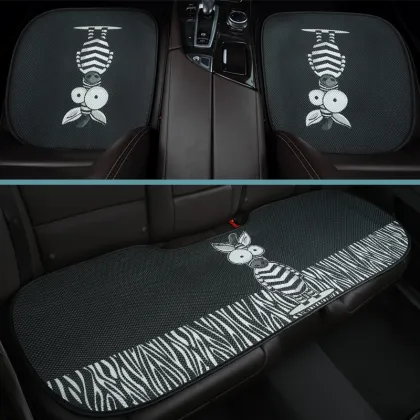 Breathable Mesh Car Seat Cover: Ice Silk Pad with Cartoon Auto Chair Cushion Design