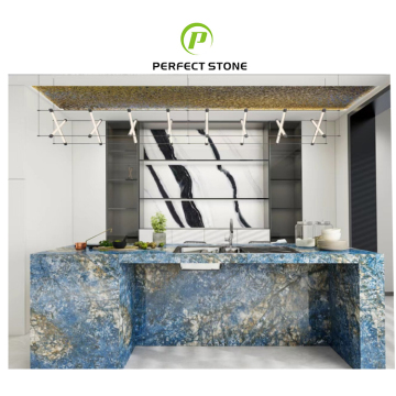 Factory Supply White Sintered Stone Countertop with Blue Decorative Wall Background