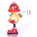 Tuyau en verre d'argile en polymère coloré, pétrissant à la main 3D Migne Mushroom Man Bong, brillance dans le narguilé en verre sombre et borosilicate