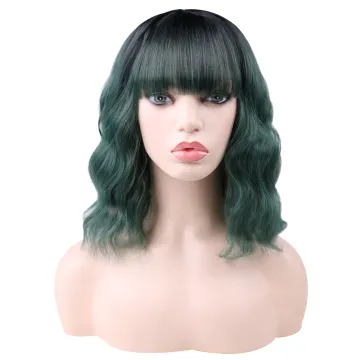 Cute Realistic High Quality Water Wave Short Best Curly Synthetic Bob Cosplay Cheap Pink Paula Young Wigs With Bangs For Women