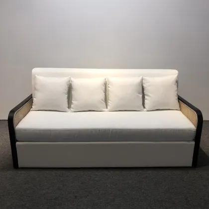 Scandinavian White Folding Sofa Bed with Latex Mattress for Hotel Rooms