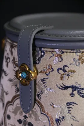 Heritage Embroidered Grey Bucket Bag