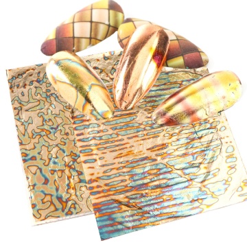 50pcs/book Fashion Design 3D Nail Stickers - Gold Leaf Foil Sheets for DIY Nail Art