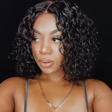 Luxuriant 100% Brazilian Virgin Human Hair Lace Wig Vendor 150% 180% Density Water Wave Curly Hair T Part Lace Front Wig