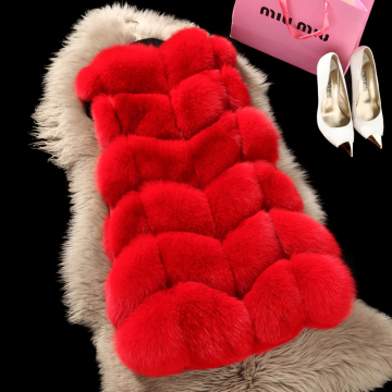 New design luxury hot sale long real fox fur vest from china