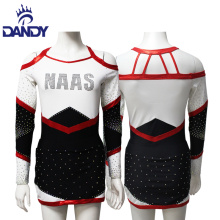 Dandy sports custom red and white cheer uniform girls cheerleading outfits