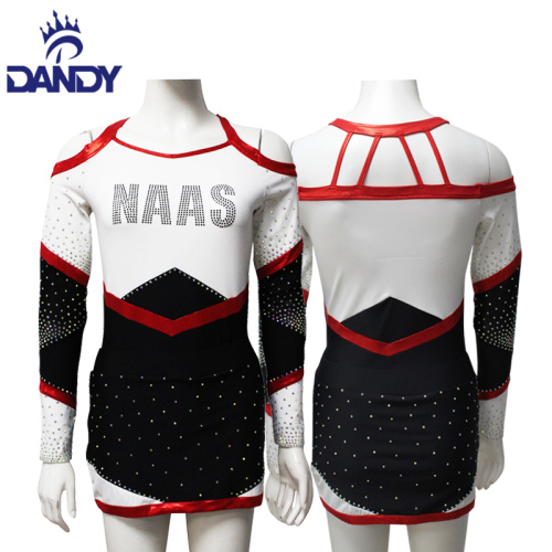 Dandy Sports personaliséiert rout a wäiss cheer Uniform Meedercher cheerleading Outfits
