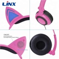 Grosir Headphone Telinga Kucing berwarna-warni dengan Lampu LED