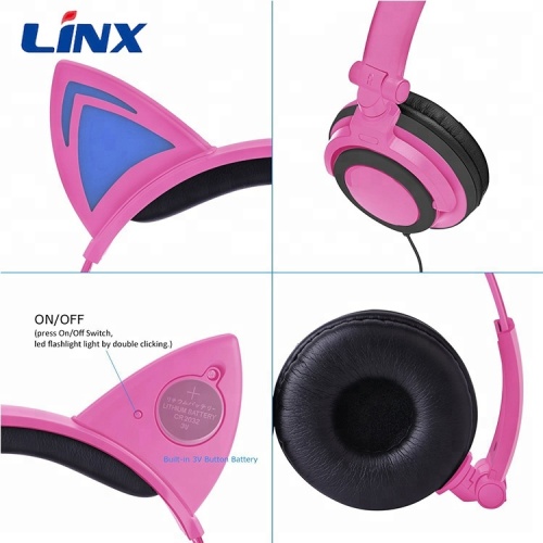 Grosir Headphone Telinga Kucing berwarna-warni dengan Lampu LED