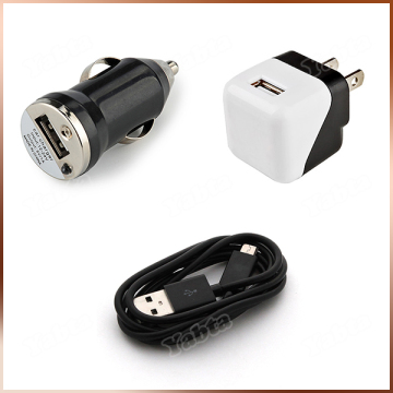 Wall Charger Car Charger USB Cable Mobile Phone Accessories 3 in 1 Charger Set