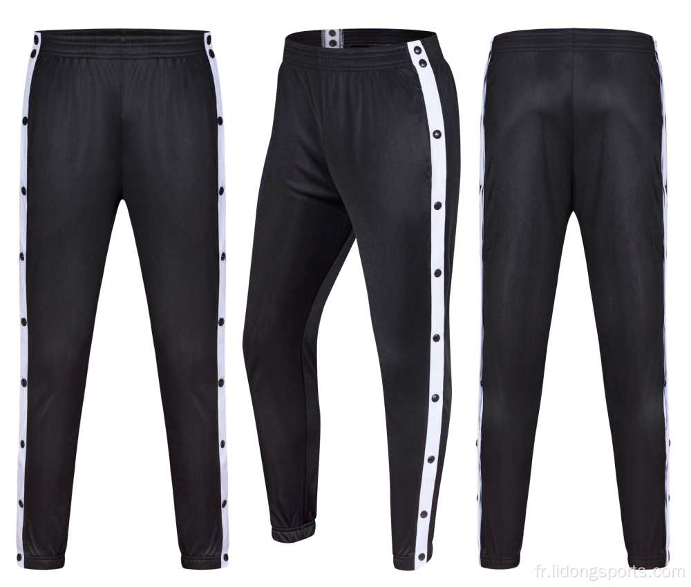 Basketball Soccer Sports Pantalon de bouton de boucle ouverte complète