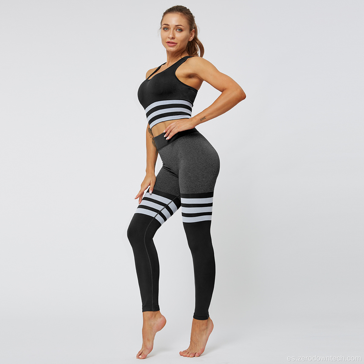 Ropa de entrenamiento Sujetador deportivo sin costuras Leggings de yoga Conjunto de 2 piezas Conjunto de yoga sin costuras Ropa deportiva Ropa de gimnasio