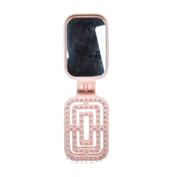 Cute Folding Mini Pocket Hair Brush with Mirror for Travel