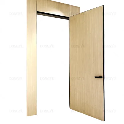 High-Tech Black Luxury Wooden Slats Pivot Entrance Door