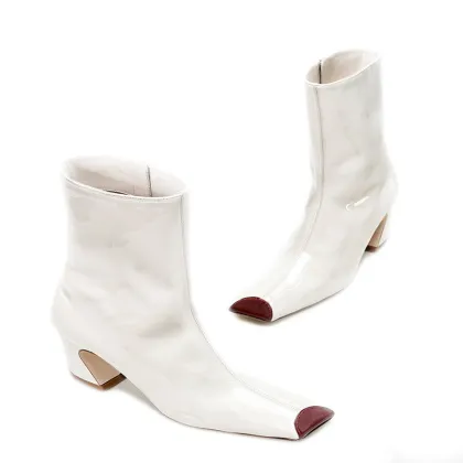 Women's Genuine Leather Mid Heel Casual Short Boots