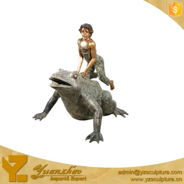 Bronze Boy riding Frog Water Fountain GBF-C034V